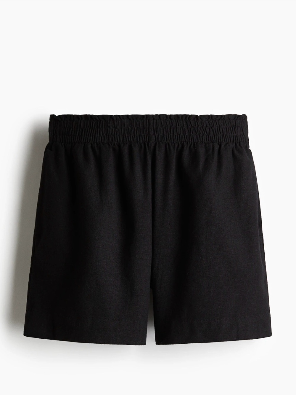 H&M Women Linen Blend Black Elastic-Waist Shorts Size Small